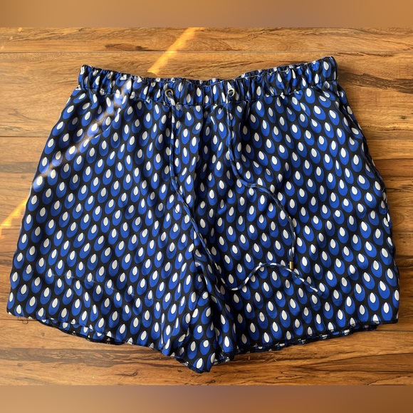DVF Diane Von Furstenberg Blue Patterned Shorts- S - 100% Silk - Picture 2 of 6
